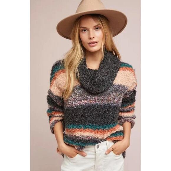 nwt MOTH sz M Murray striped turtleneck mohair blend boucle sweater - Picture 1 of 4